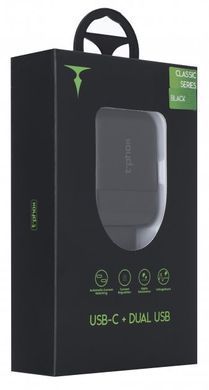 Зар.уст. 220V T-PHOX Classic 24W 1xTYPE-C + 2xUSB Black