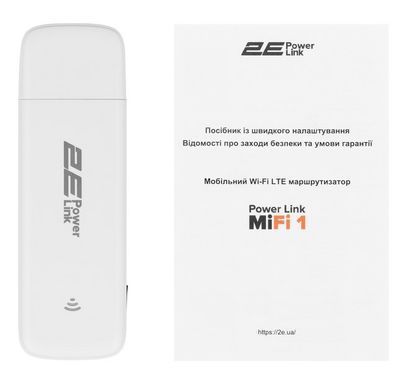 4G роутер 2Е PowerLink (MiFi-1 2024) LTE, Wi-Fi4, 1xUSB, 1xCRC9 White