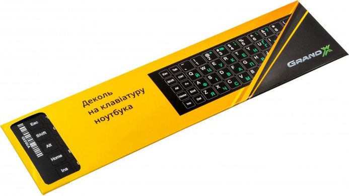 Наклейки на клавиатуру Grand-X protected Cyrillic XDPGW Green