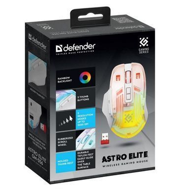 Мышка DEFENDER Astro Elite GM-056 7кн,2.4G,3200dpi,500мАч (52056) White