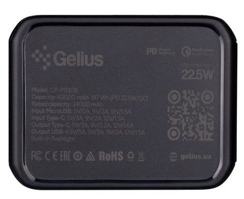 Gelius Wide GP-PB308 40000mAh (QC+PD 22.5W/Led) Black