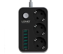 Ldnio SE3631 1,6m 3 socket+ 6 USB 3.4A Black White