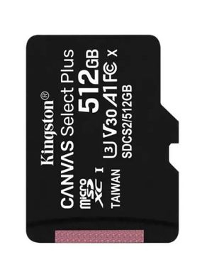 Карта памяти micro SDXC 512Gb Kingston Class 10 UHS-I U3 Canvas Select Plus SDCS2/512GBSP (R-100MB/s)
