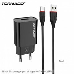 Зар.пр. 220V Tornado TD-14 2,1A +micro USB Black