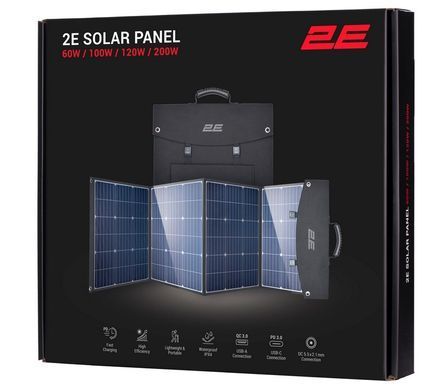 Портативна сонячна панель 2E 2E-LSFC-60&nbsp;60&nbsp;Вт, зарядний&nbsp;пристрій,&nbsp;DC,&nbsp;USB-С&nbsp;PD18W,USB-A&nbsp;24W