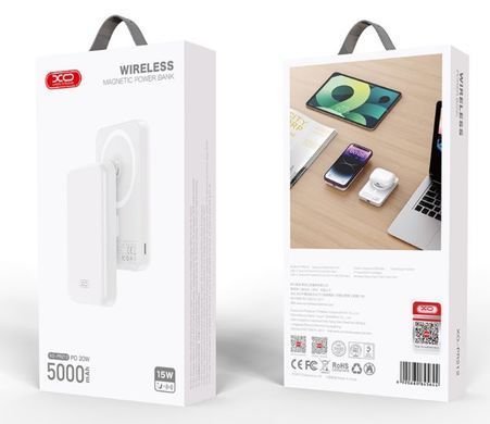 XO PR212 Magnetic 15W Wireless 5000mAh White