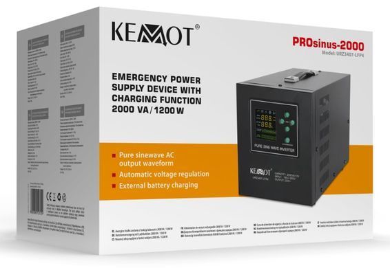Інвертор KEMOT PROsinus-2000-LFP4 12В 230В 2000ВА/1200Вт (URZ3407-LFP4)