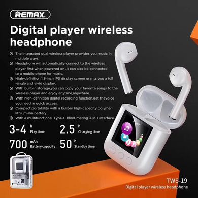Remax MP3 Player TWS19 Bluetooth White