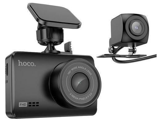 Автомобільний відеореєстратор Hoco DV3 with display (+задня камера) (6942007608183)