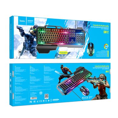 Мишка + клавіатура Hoco GM12 Light and Shadow RGB Gaming Black