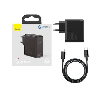 Зар.уст. 220V Baseus GaN2 Fast Charger 1C 100W with cable Type-C 1.5m TZCCGAN-L01 Black