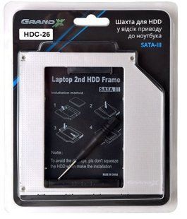 Карман внутренний Grand-X HDC-26 SATA3 Slim 9,5mm