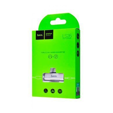Адаптер Type-C - AUX Hoco LS26 Type-C 2 in 1 Audio Converter Silver