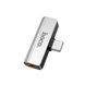 Адаптер Type-C - AUX Hoco LS26 Type-C 2 in 1 Audio Converter Silver