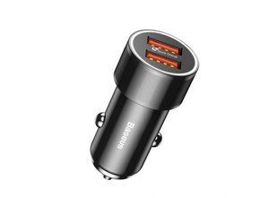 Зар.пр. авто Baseus Small Screw Dual-USB QC 3.0 36W Black (CAXLD-B01)