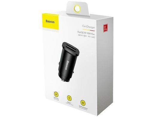 Зар.уст. авто Baseus Square Metal A+A 30W CCALL-DS01 Black