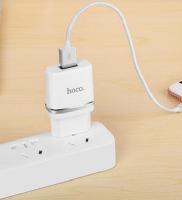 Зар.уст. 220V Hoco C11 Smart single USB (iP cable) charger set White