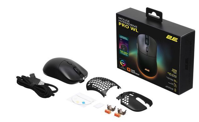 Мишка 2E Gaming HyperDrive Pro RGB, бездротова\дротова Black 2E-MGHDPR-WL-BK
