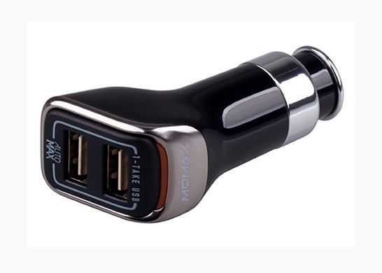 Зар.пр. авто Momax Top Car Charger-Dual USB 4.8A Black UC2D