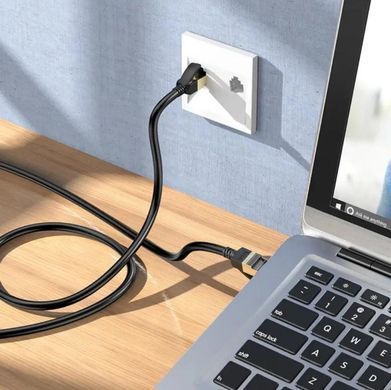 Кабель RJ 45 HOCO US02 Level pure copper gigabit 1Gb 128Mb/s 3m. Black (6931474761965)