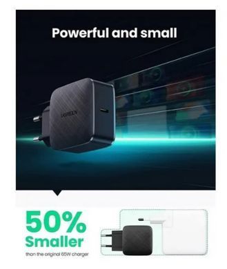 Зар.уст. 220V UGREEN CD217 65W Type-C PD GaN Charger Black