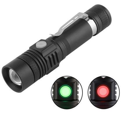 Ліхтар Luxury 518-TG(Red), 1x18650, ЗП Type-C, zoom тільки червоне світло