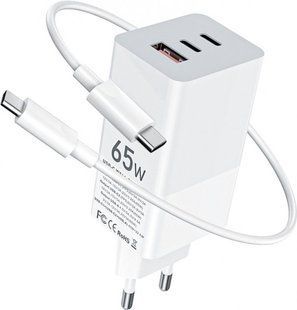 Зар.пр. 220V Gelius Nimble GaN 65W GP-HC051 White + Cable Type-C/Type-C
