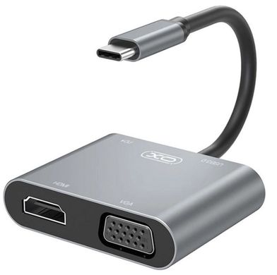 USB HUB XO HUB001 4in1 HDMI/VGA/USB3.0/PD Black
