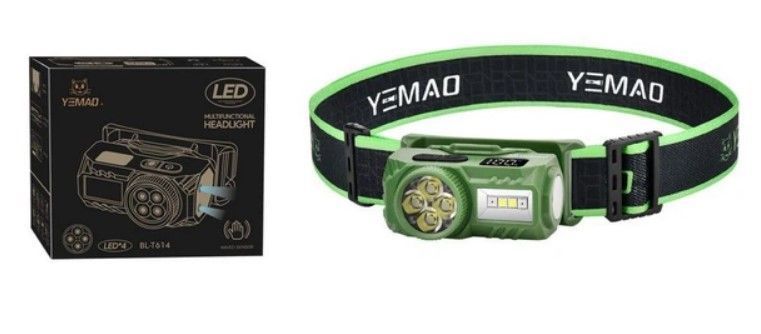 Ліхтар YEMAO YM-T614, 380LM, акум 700 mAh, з червоним світлом, налобний