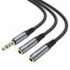 Кабель AUX HOCO UPA-21 2 in 1 3.5 audio adapter cable (male to 2*female) 0.25m Metal Greyrey