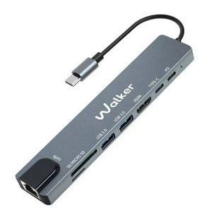 USB HUB WALKER WHUB-63 8в1 Type-C Grey