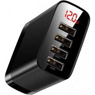 Зар.пр. 220V Baseus Mirror Lake Digital Display 4USB 30W CCJMHB-B01 Black