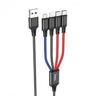Кабель M+L+2C Hoco X76 4-in-1 Black+Red+Blue
