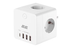 2E 4XSchuko 2E-AD431WH защита от скачков напряжения, 3*USB-A, 1*USB-C, white