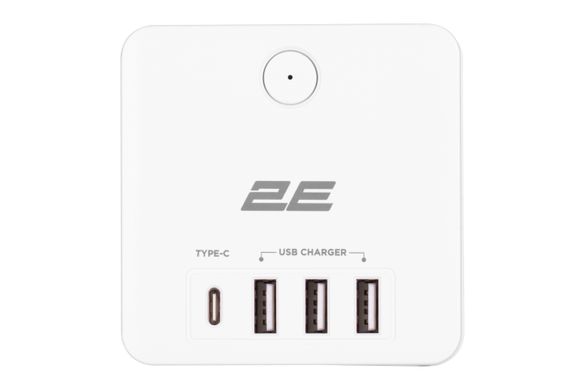 2E 4XSchuko 2E-AD431WH захист від стрибків напруги, 3*USB-A, 1*USB-C, white
