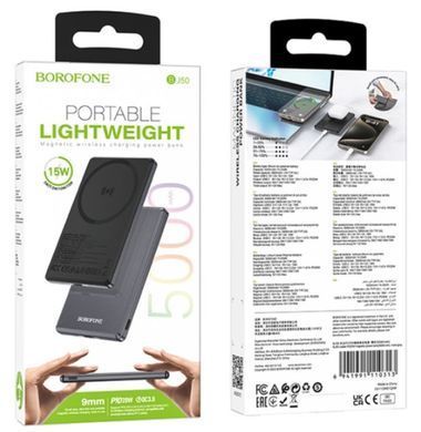 BOROFONE BJ50 5000mAh MagSafe 15W+PD20W Metal Gray