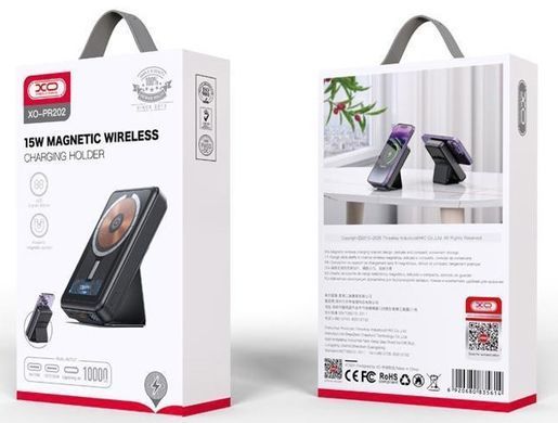 XO PR202 Magnetic Wireless Charging 15W/PD20W 10000mAh Black