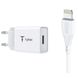 Зар.пр. 220V T-PHOX Mini 12W 2.4A + Lightning Cable 1.2m White