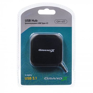 USB HUB Grand-X Travel Type-C 4хUSB 3.0 GH-417