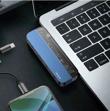 USB HUB Baseus CAHUB-TD03 (USB 3.0*2+USB Type-C*1+HDMI1*) Type-C Blue