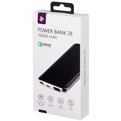 2E Power Bank 10000mAh Quick Charge 3.0 Black (2E-PB1036AQC-BLACK)